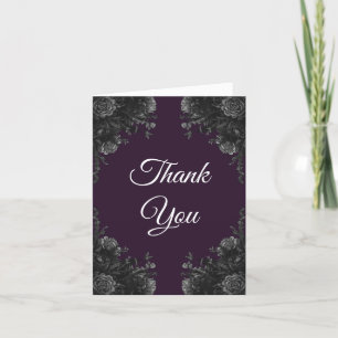 Carte de remerciements gothique Rose gris violet