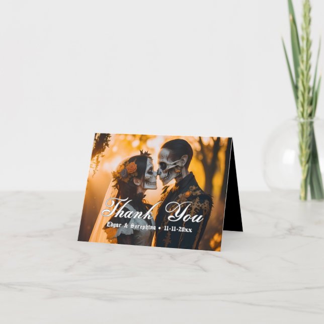 Carte De Remerciements Gothique victorien Unique Mariage foncé (Devant)