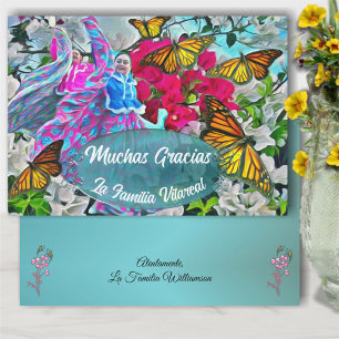 Carte De Remerciements Gracias Dancing with Flowers & Butterflies PV01