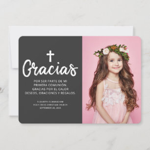 Carte De Remerciements Gracias de communion photo simple et moderne
