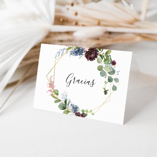 Carte De Remerciements Gracias Mariages pliées géométriques d'or de Bourg (Créateur téléchargé)