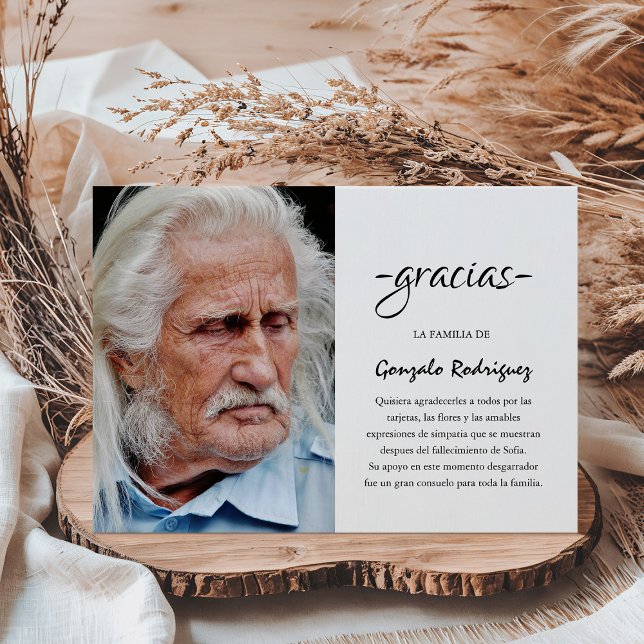 Carte De Remerciements Gracias Simpatia | Photo espagnole de sympathie (Créateur téléchargé)