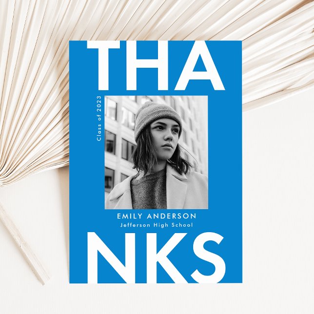 Carte De Remerciements Grad Grad Blue Photo Grad Grad (Créateur téléchargé)