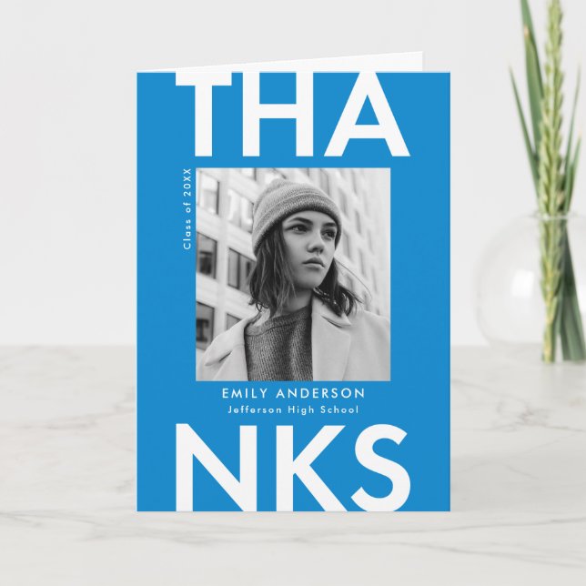 Carte De Remerciements Grad Grad Blue Photo Grad Grad (Devant)