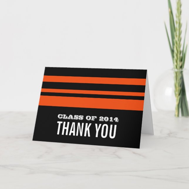 Carte de remerciements Grad Gras noir/orange (Devant)