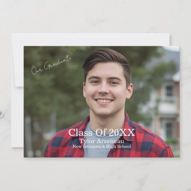 Carte De Remerciements  Grad Party Photo Calligraphy Personalize (Devant)