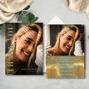 Carte De Remerciements Graduate moderne Sage Green Photo Graduation