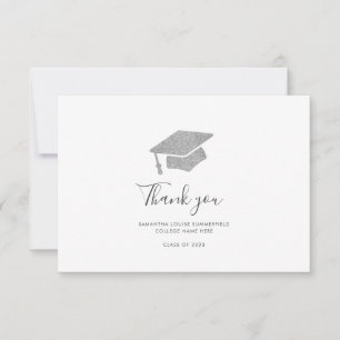Carte De Remerciements Graduation 2024 Photo Silver Graduate Casquette