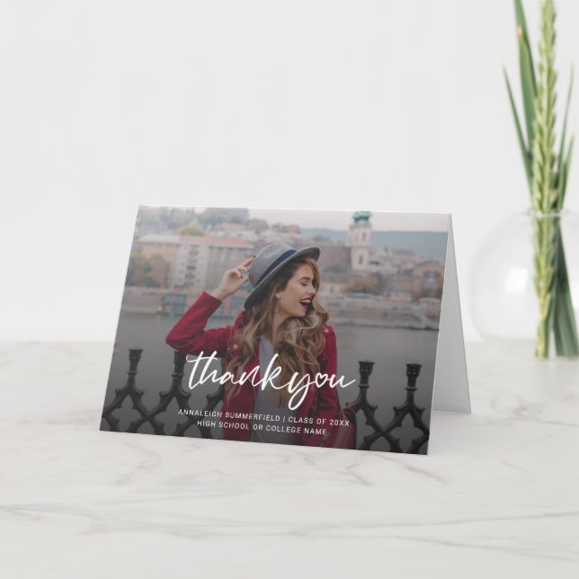 Carte De Remerciements Graduation 2025 Grad Photo Script (Devant)