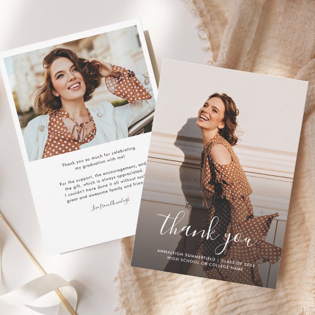 Carte De Remerciements Graduation 2025 Grad Photos (Graduation 2025 Grad Photos Thank You Card)