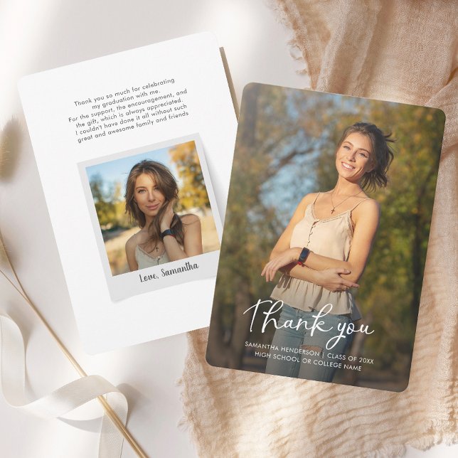 Carte De Remerciements Graduation 2025 Graduate Photo Grad (Graduation 2025 Graduate Photo Grad Thank You Card)
