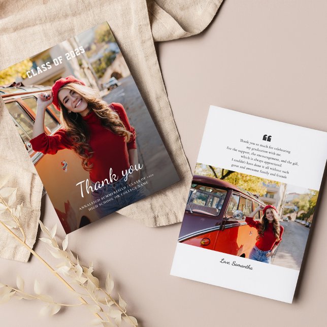 Carte De Remerciements Graduation 2025 Modern Grad Photo (Graduation 2025 Modern Grad Photo Thank You Card)