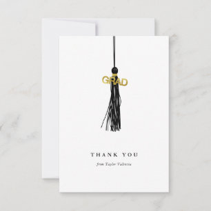 Carte De Remerciements Graduation Black Tassel Personnalisé