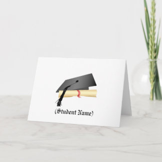 Carte De Remerciements Graduation Cap and Diploma, Personalized Stationer