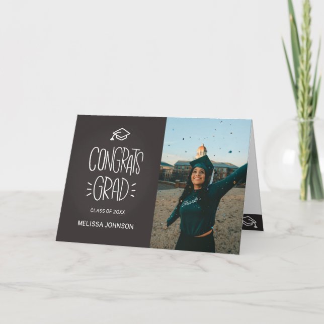 Carte De Remerciements Graduation Congrats Grad Chalkboard Card (Devant)