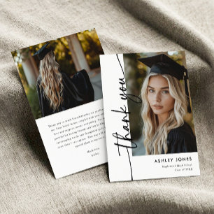 Carte De Remerciements Graduation de photo verticale minimaliste moderne
