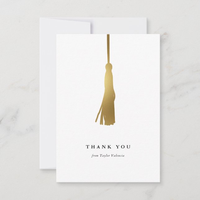 Carte De Remerciements Graduation Gold Foil Tassel Personnalisé (Devant)