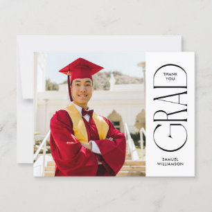 Carte De Remerciements Graduation minimaliste double face photo vierge