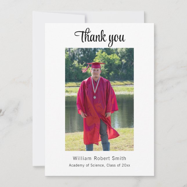 Carte De Remerciements Graduation moderne avec Vibe Masculine Personnalis (Devant)