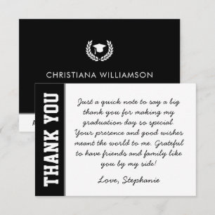 Carte De Remerciements Graduation moderne personnalisée en gras et simple