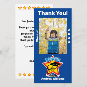 Carte De Remerciements Graduation moderne Super Grad Editable