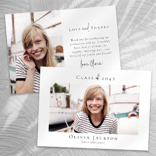 Carte De Remerciements Graduation photo minimaliste de script moderne