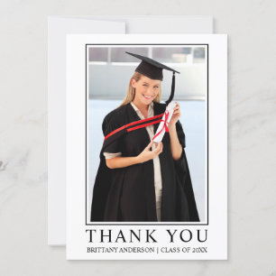 Carte De Remerciements Graduation photo minimaliste moderne encadrée