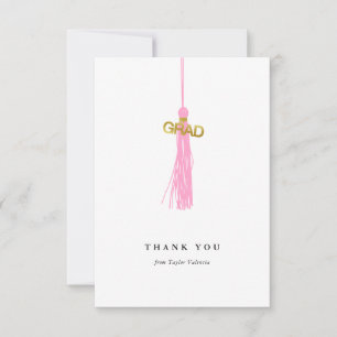 Carte De Remerciements Graduation Pink Tassel Personnalisé