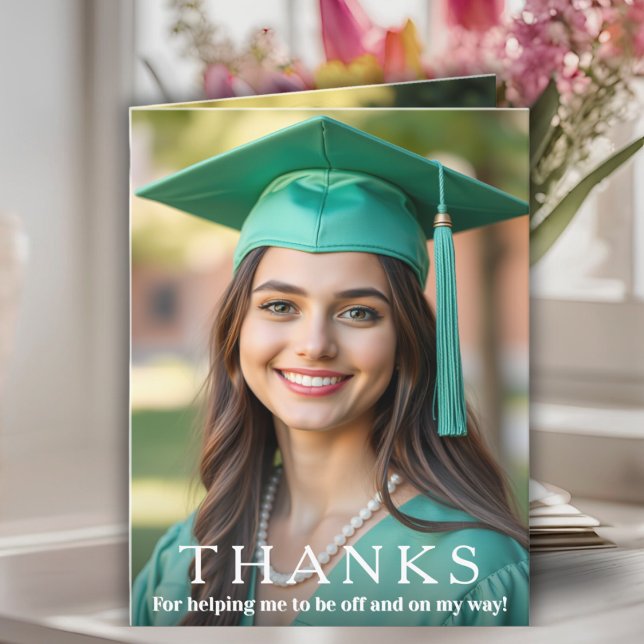 Carte De Remerciements Graduation Secondaire Photo Et Texte Personnalisés (High School Graduation Custom Photo And Text Thank You Card)