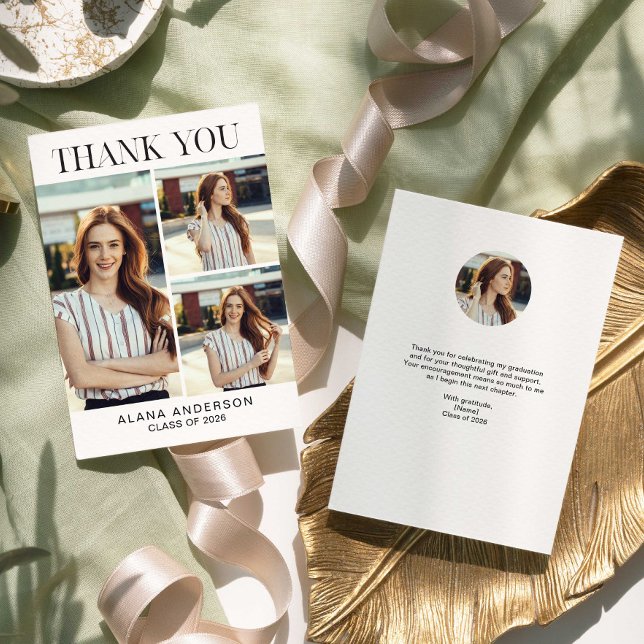 Carte De Remerciements Graduation Thank you Photo Collage Modern Class (Créateur téléchargé)