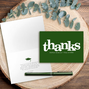 Carte De Remerciements Graduation verte audacieuse typographie moderne si