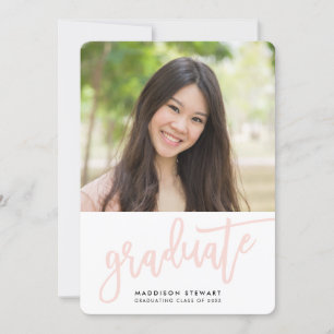 Carte De Remerciements GRADUY PARTY photo simple calligraphie blush