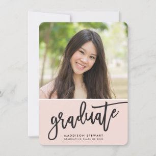Carte De Remerciements GRADUY PARTY photo simple calligraphie blush