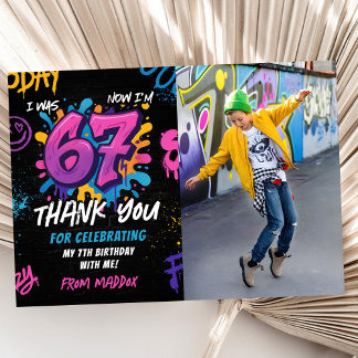 Carte De Remerciements Graffiti 6 7 Meme Trend Six Seven Birthday Photo