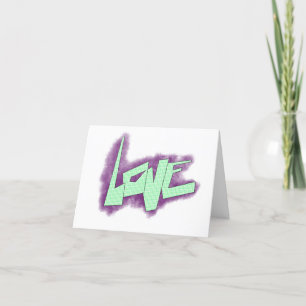 Carte De Remerciements graffiti d'amour violet vert menthe typographie po