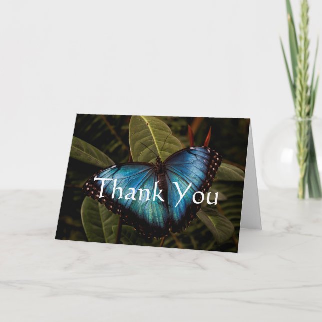 Carte De Remerciements Grand, beau, papillon bleu (Devant)