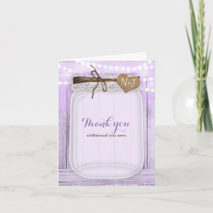 Carte De Remerciements Grand Mason Jar & Lights Lavender Purple Rusple