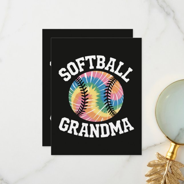 Carte De Remerciements Grand-mère de softball (Devant/Arrière en situation)