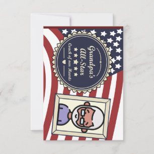 Carte De Remerciements Grand-père's All-Star Badge USA Drapeau Design