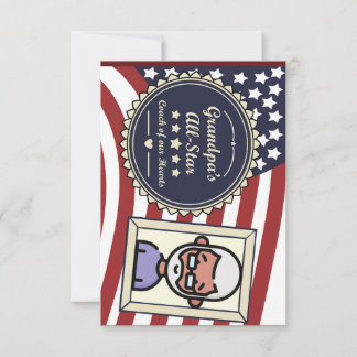 Carte De Remerciements Grand-père's All-Star Badge USA Drapeau Design