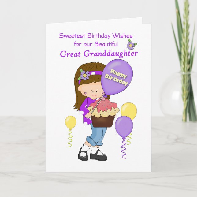 Carte De Remerciements Grande Petite-fille Anniversaire avec Balloons Gir (Devant)