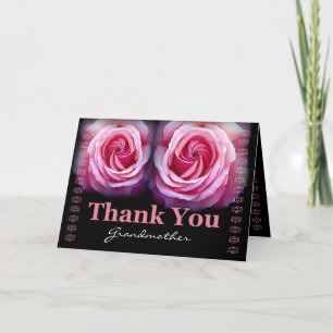Carte De Remerciements GRANDMOTHER - Wedding Thank You with Pink Roses