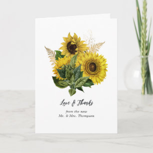 Carte De Remerciements Grange de campagne au tournesol rustique