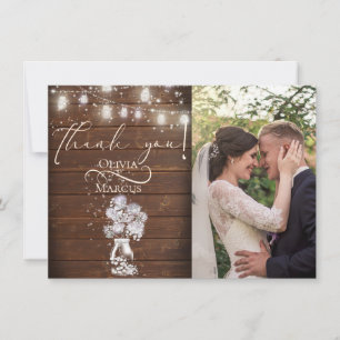 Carte De Remerciements Grange Rustique Lucioles au Feu de Bois