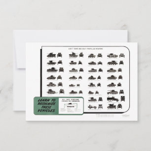 Carte De Remerciements Graphique vintage des réservoirs légers WW II