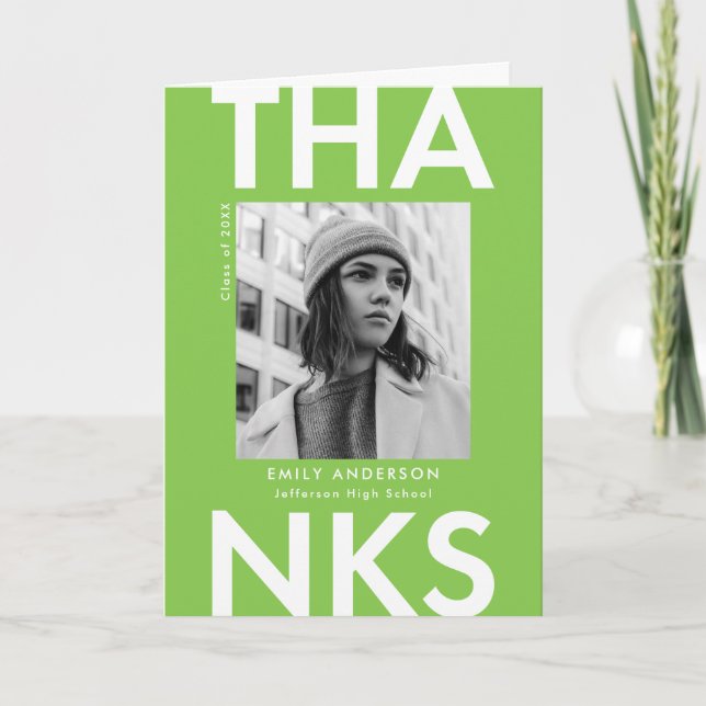 Carte De Remerciements Gras Grad Lime Green Photo Grad Grad (Devant)