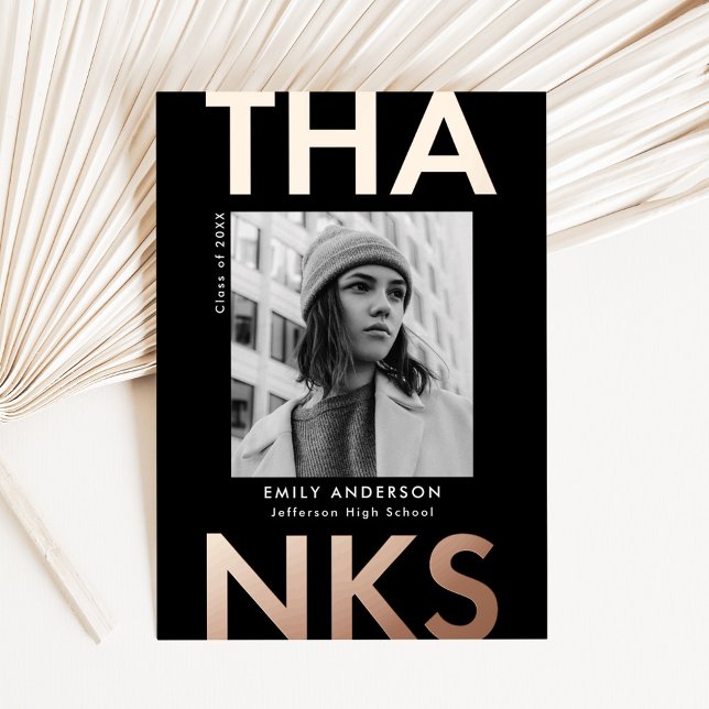 Carte de remerciements Gras Grad Rose Gold Grad (Créateur téléchargé)