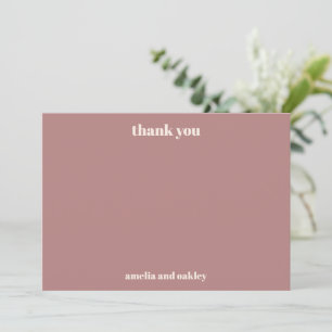 Carte De Remerciements Gras minimaliste Dusty Rose Retro Mariage personna