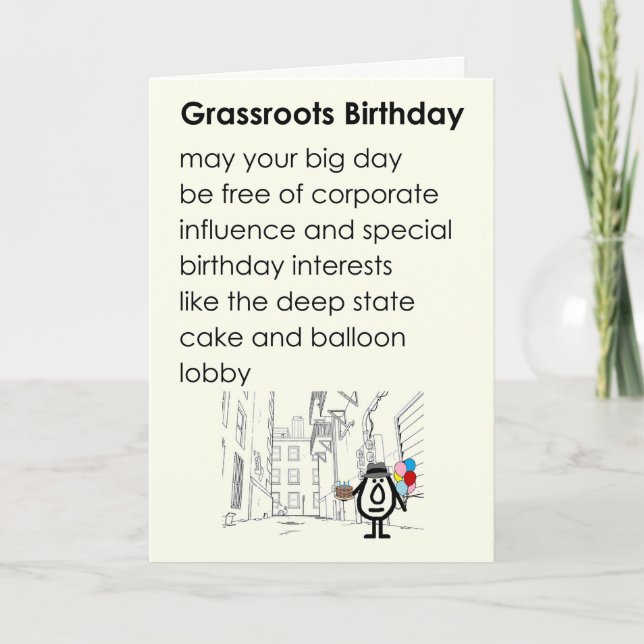 Carte De Remerciements Grassroots Birthday A Funny Happy Birthday Poem (Devant)
