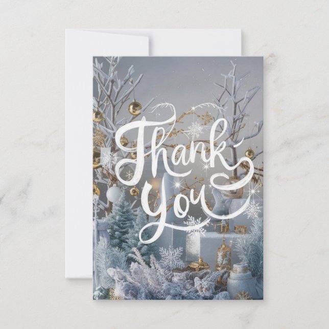 Carte De Remerciements Grateful Winter Little Happy Holidays (Devant)